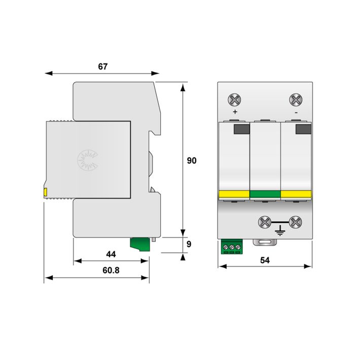 Surge protection Jean Mueller Typ 1+2, DS50PVS-880G/10KT1, 10kA 2p+G Kod producenta: C480293