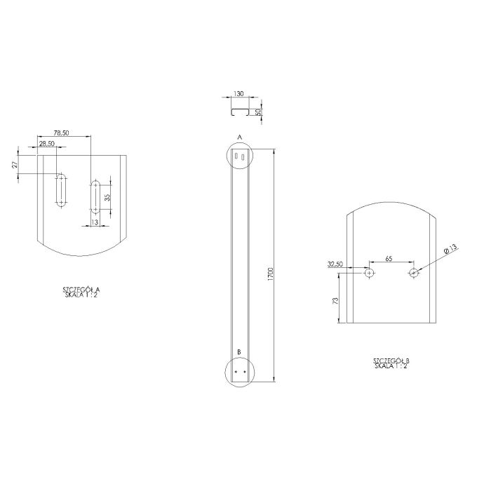 REAR SUPPORT L1700 (130x50x3)