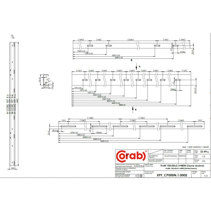 SLANT RAIL L4800 (105X50X3)